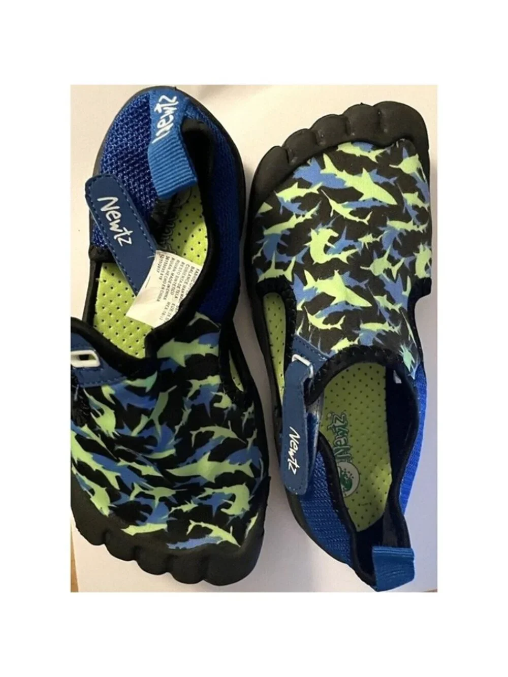 Newtz Water Shoes Girl/Boys Children Size 11/12 Bumper Toe Swim Sandal Blue/Grn